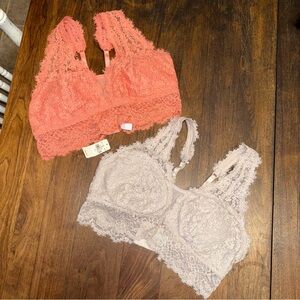 Aerie eyelash lace plunge bralette X2 LARGE